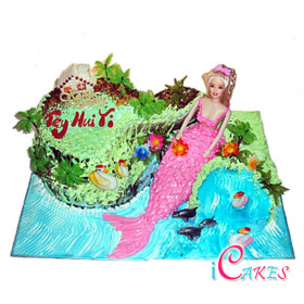 3D Bear & Barbie Doll Cake Design